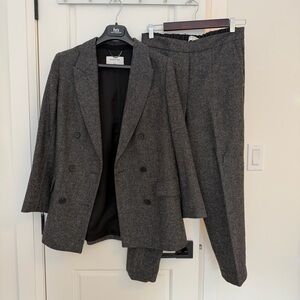 Babaton dark grey textured suit (blazer and pants)